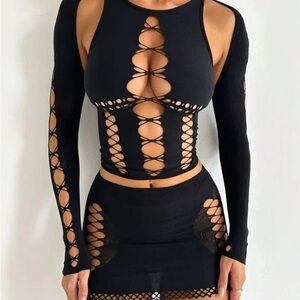 Elegant Black Cut-Out Crop Top